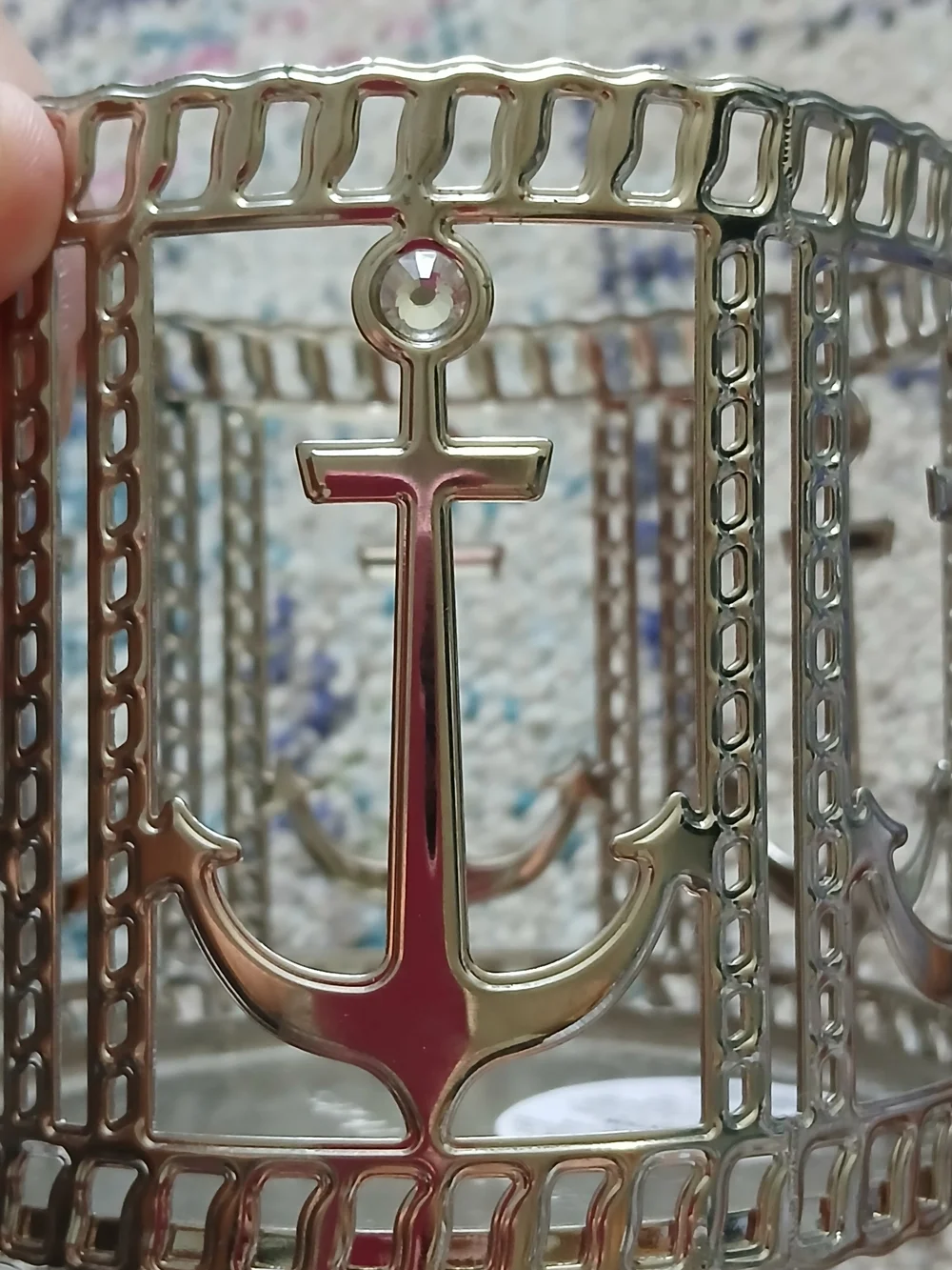 Bath & Body Works Silver 3-Wick Candle Holder Nautical Anchor Pedestal Coastal